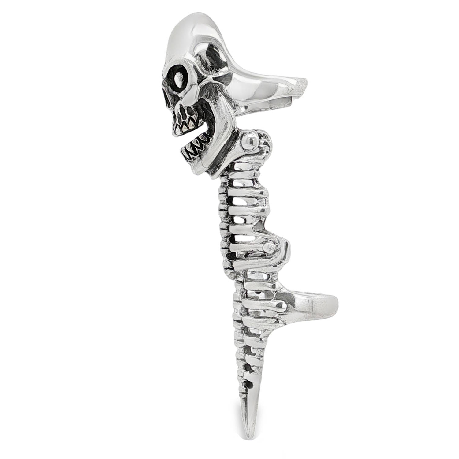 Bague squelette intégrale en argent 925/000, une pièce audacieuse qui s'étend sur toute la longueur du doigt.<br/>Son design squelettique unique est finement travaillé pour créer une esthétique à la fois mystérieuse et élégante.<br/>Un bijou remarquable qui ne manquera pas de faire sensation. Tête de mort Adolescent Adulte Femme Fille Indémodable Symboles Bague squelette intégrale en argent 925/000, une pièce audacieuse qui s'étend sur toute la longueur du doigt.<br/>Son design squelettique unique est finement travaillé pour créer une esthétique à la fois mystérieuse et élégante.<br/>Un bijou remarquable qui ne manquera pas de faire sensation. Tête de mort Adolescent Adulte Femme Fille Indémodable Symboles