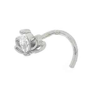 Ce piercing de nez allie finesse et élégance avec un design inspiré de la nature. C'est l'accessoire idéal pour apporter une touche de lumière discrète mais sophistiquée à votre visage. Le sommet du bijou représente une fleur de lotus stylisée, symbole de pureté et de renouveau. Au cœur de la fleur se trouve un cristal brillant de taille marquise (en forme d'amande), qui capture la lumière sous tous les angles. Ce type de tige, forme en L (Tige courbée) est conçu pour une insertion facile et un maintien sécurisé à l'intérieur de la narine sans nécessiter de fermoir encombrant. Fabriqué en acier chirurgical 316L, un matériau reconnu pour sa haute résistance à la corrosion et sa durabilité, idéal pour un usage quotidien.