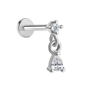 Piercing en acier chirurgical argenté serti d'oxydes de zirconium.