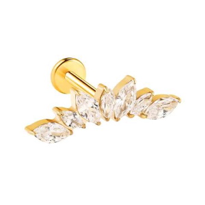 Piercing en acier chirurgical doré serti d'oxydes de zirconium.