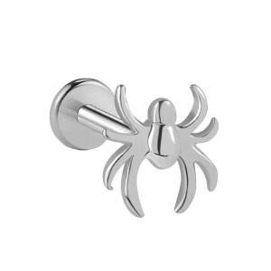 Piercing tragus en forme d'araignée en acier argenté chirurgical 316L.