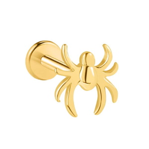 Piercing tragus en forme d'araignée en acier doré chirurgical 316L.