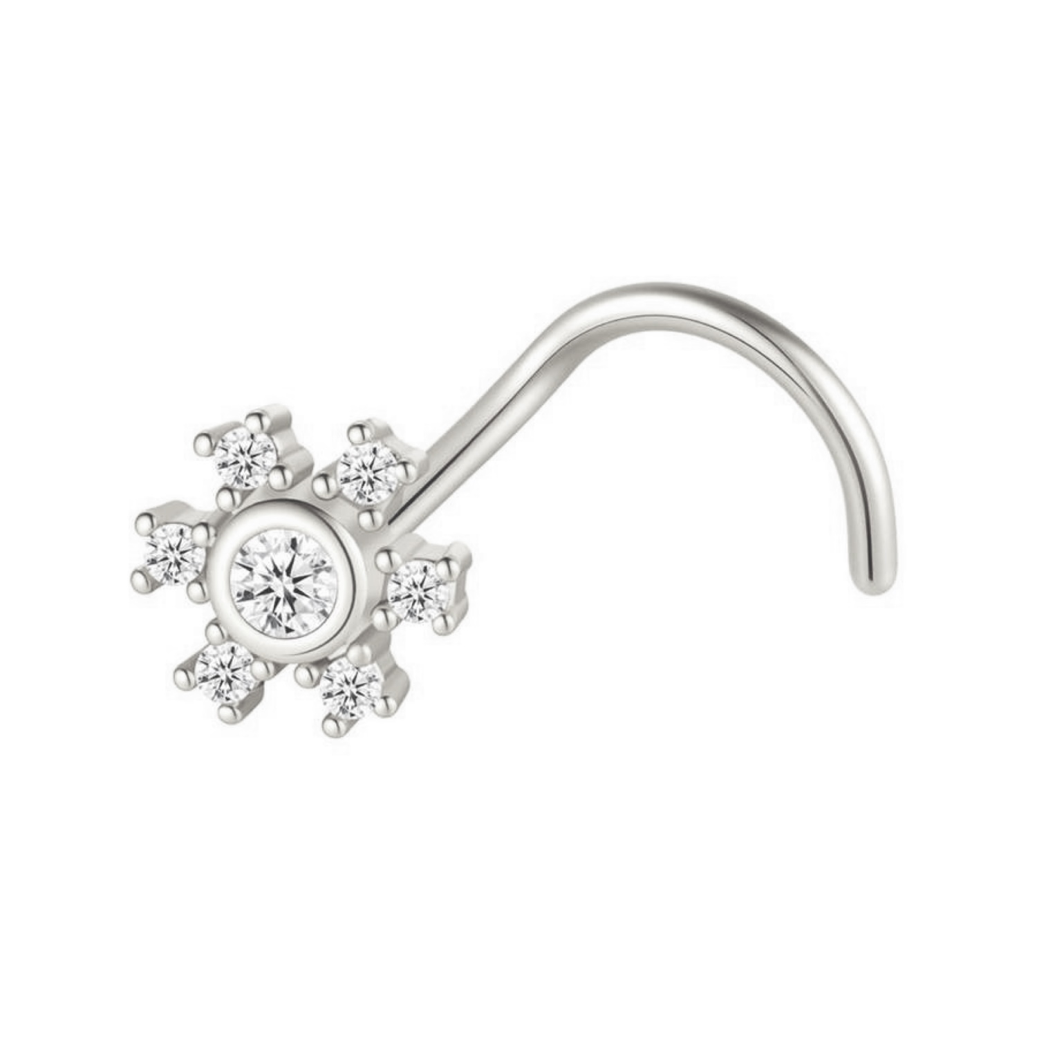 Piercing pour nez en acier 316L chirurgical argenté orné d'un flocon de neige sertie d'oxydes de zirconium. Flocon Neige Strass Adolescent Adulte Femme Fille Indémodable Nature Piercing pour nez en acier 316L chirurgical argenté orné d'un flocon de neige sertie d'oxydes de zirconium. Flocon Neige Strass Adolescent Adulte Femme Fille Indémodable Nature