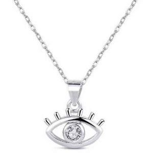 Collier composé d'une chaîne en argent 925/000 assorti d'un pendentif en forme d'œil de Turquie serti d'un oxyde de zirconium blanc.