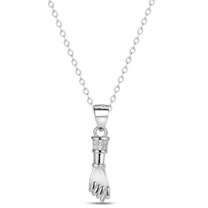Collier composé d'une chaîne en argent 925/000 assorti d'un pendentif en forme de main Figa sertie d'oxydes de zirconium blancs. La mona figa ou signe de figue est un symbole puissant pour repousser le mal et attirer la bonne chance.