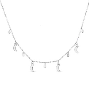 Collier composé d'une chaîne en argent 925/000 assorti de pampilles rondes et en forme de lune.