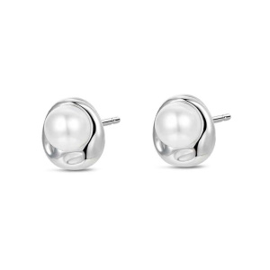 Boucles d'oreilles puces en argent 925/000 surmontées d'une perle.