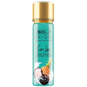 Brume pour le corps So Unique Coco Loco, Pina colada et fresh fruits. Donnez vous l'eau à la bouche avec cette Brume Corps So Unique Coco Loco: Son cœur à la mangue, eau de coco et ananas est rehaussé de notes de peche et de vanille pour un cocktail au parfum très frais gourmand !