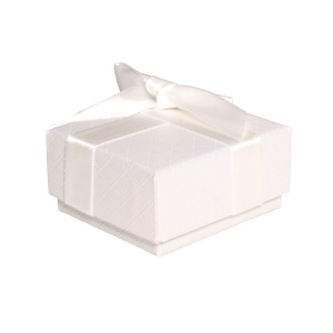 Boîte cadeau écrin pour boucles d'oreilles avec un nœud papillon.