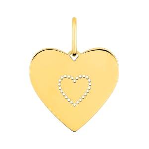 Magnifique pendentif en forme de cœur pour exprimer votre amour. Ce bijou élaboré en plaqué or jaune 18 carats offre un design fabuleux avec son cœur taillé en pointillé.