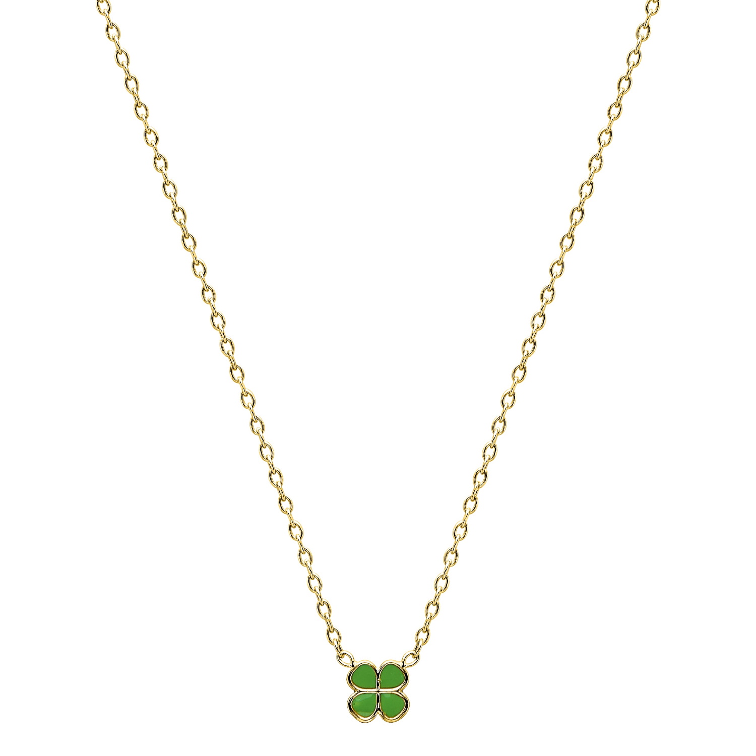 Collier composé d'une chaîne en plaqué or jaune 18 carats et d'un pendentif trèfle à quatre feuilles.<br/>Fermoir anneau ressort avec 3 cm de rallonge. Trèfle Adolescent Adulte Femme Fille Indémodable Symboles Collier composé d'une chaîne en plaqué or jaune 18 carats et d'un pendentif trèfle à quatre feuilles.<br/>Fermoir anneau ressort avec 3 cm de rallonge. Trèfle Adolescent Adulte Femme Fille Indémodable Symboles