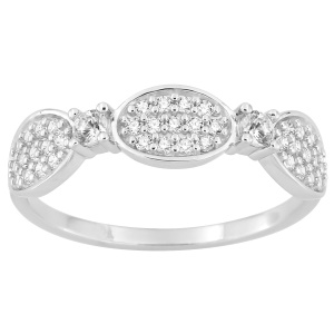 Bague en argent 925 rhodié sertie d'oxydes de zirconium blancs.